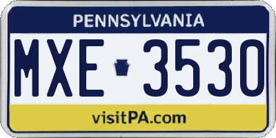 PA license plate MXE3530