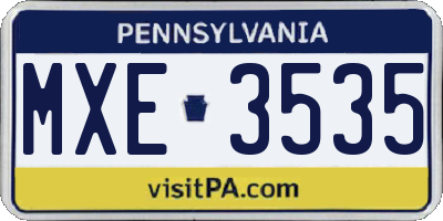 PA license plate MXE3535