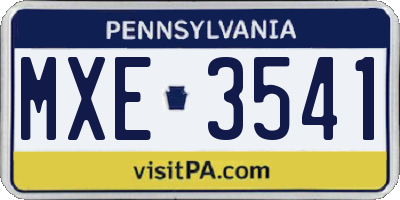 PA license plate MXE3541
