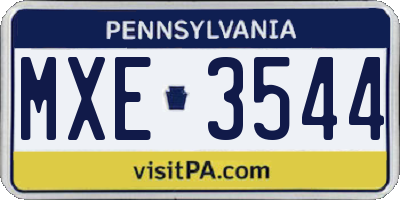 PA license plate MXE3544