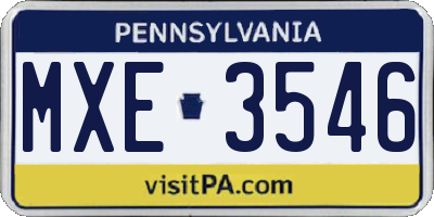 PA license plate MXE3546