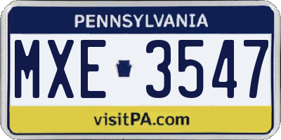 PA license plate MXE3547