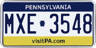 PA license plate MXE3548