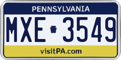 PA license plate MXE3549