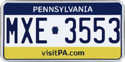 PA license plate MXE3553