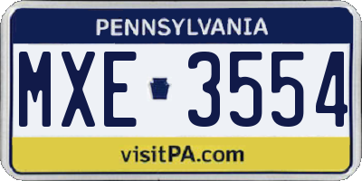 PA license plate MXE3554
