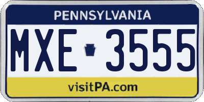 PA license plate MXE3555