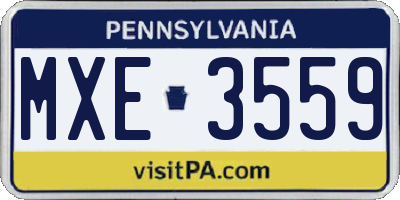 PA license plate MXE3559