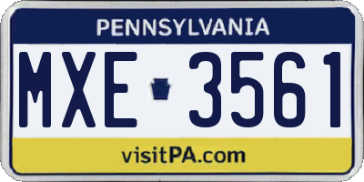 PA license plate MXE3561