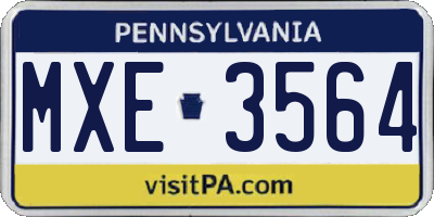 PA license plate MXE3564