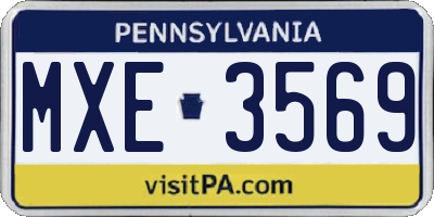 PA license plate MXE3569