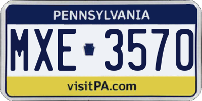 PA license plate MXE3570