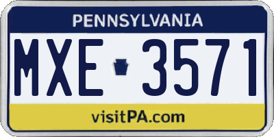 PA license plate MXE3571