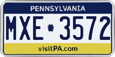 PA license plate MXE3572