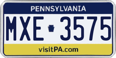 PA license plate MXE3575
