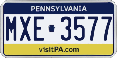 PA license plate MXE3577
