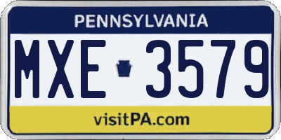PA license plate MXE3579