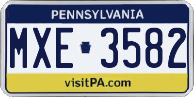 PA license plate MXE3582