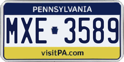PA license plate MXE3589