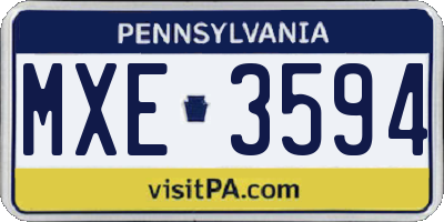 PA license plate MXE3594