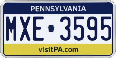 PA license plate MXE3595
