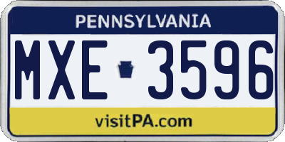 PA license plate MXE3596