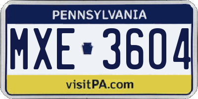 PA license plate MXE3604