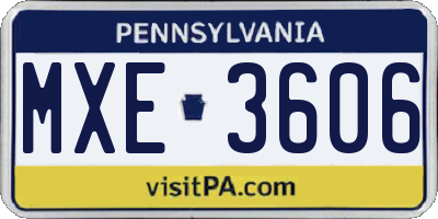 PA license plate MXE3606