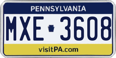 PA license plate MXE3608