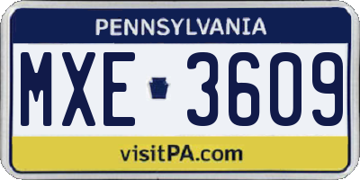 PA license plate MXE3609