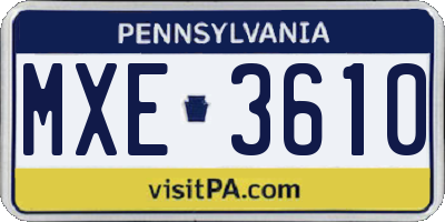 PA license plate MXE3610