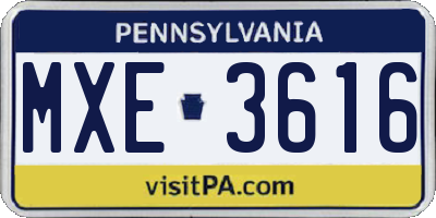 PA license plate MXE3616