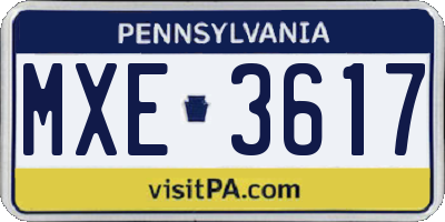 PA license plate MXE3617