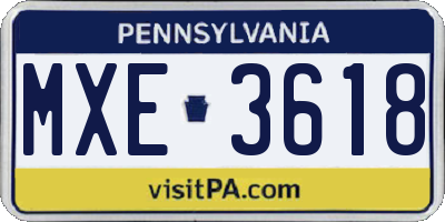PA license plate MXE3618