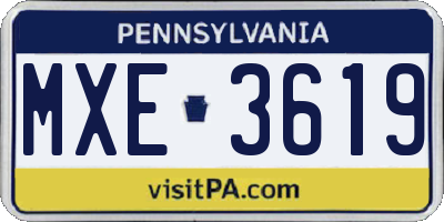 PA license plate MXE3619