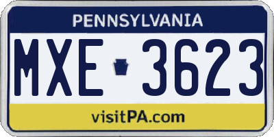 PA license plate MXE3623