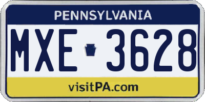 PA license plate MXE3628