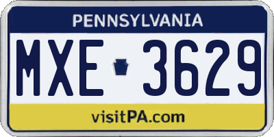 PA license plate MXE3629