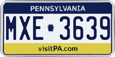 PA license plate MXE3639
