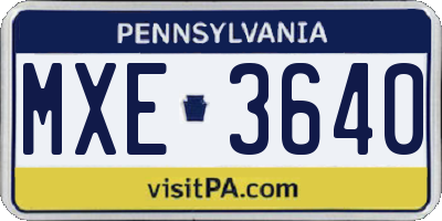 PA license plate MXE3640