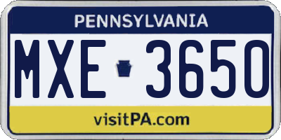 PA license plate MXE3650