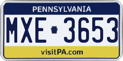 PA license plate MXE3653