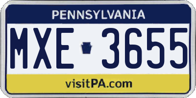 PA license plate MXE3655