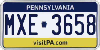 PA license plate MXE3658