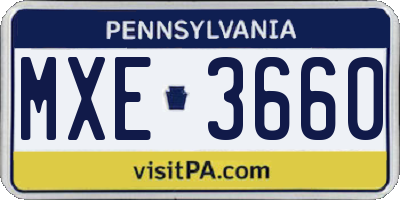 PA license plate MXE3660