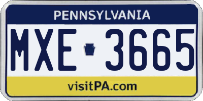 PA license plate MXE3665