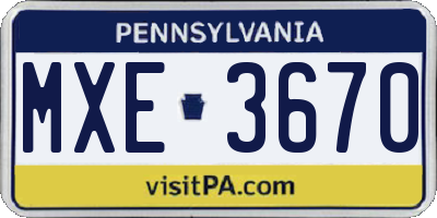 PA license plate MXE3670