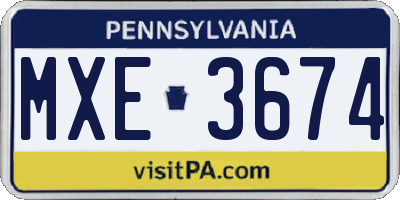 PA license plate MXE3674