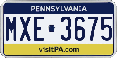 PA license plate MXE3675