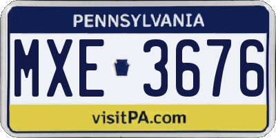PA license plate MXE3676